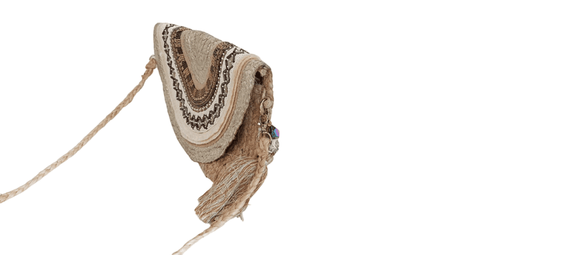 Jute Purse with Embellishments and Beautiful Handmade Tassel view 3