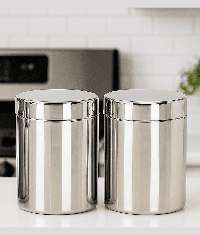 Visaxmi Stainless Steel Silver Multi-Purpose Container ( Set of 2 )