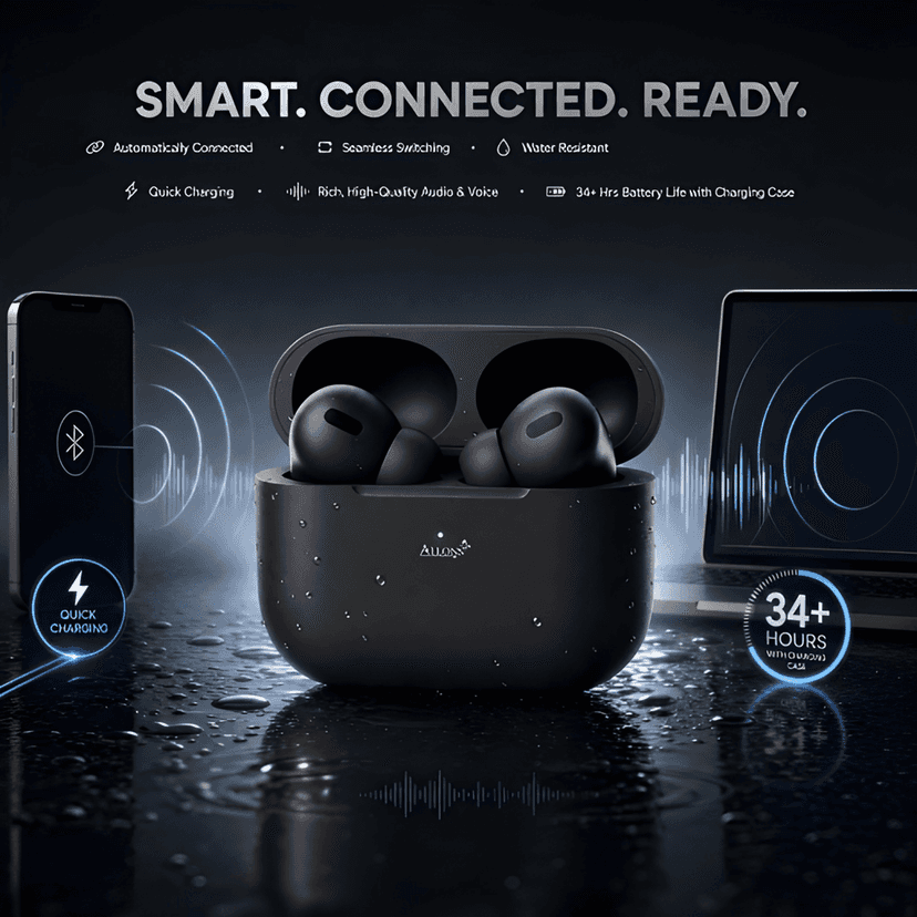 Wireless Bluetooth Earphones with up to 36 Hours of Playtime, Comfortable In-Ear Design, Portable Charging Case, Clear Audio Experience and Seamless Wireless Connectivity for Android Smartphones, iPhone and Other Bluetooth-Enabled Devices view 2