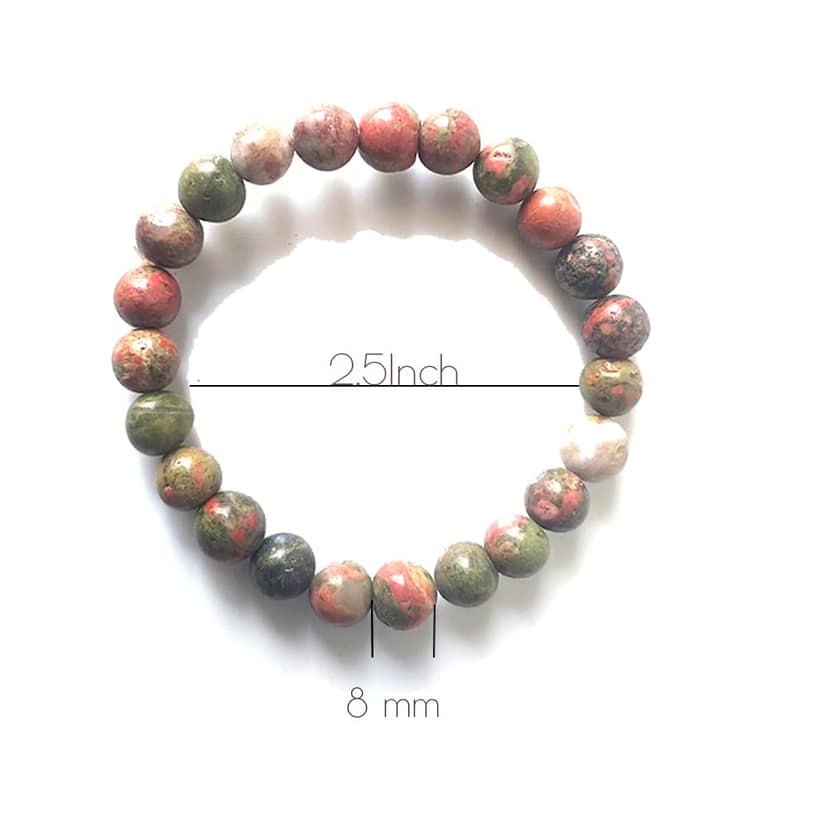 KITREE NATURAL REIKI HEALING FENG -SHUI UNAKITE CRYSTAL BRACELET 8MM ROUND FOR MENS AND WOMENS (COLOR GREEN & PINK) view 3