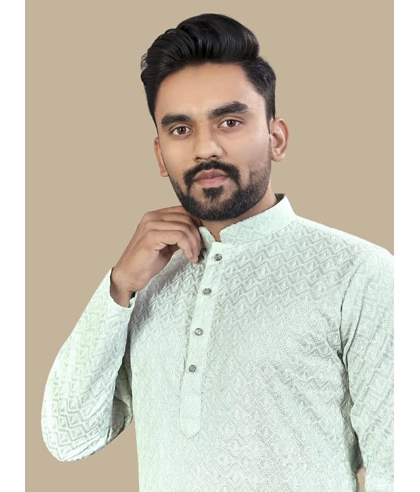 YUG ART Rose Gold Silk Regular Fit Men's Kurta Pyjama Set ( Pack of 1 ) view 2