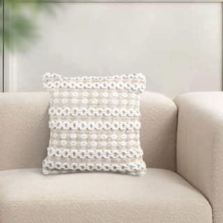 COHEN Handmade Jute & Wool Cushion Cover | Ivory | Textured Decorative Throw Cushion | 45x45 cm