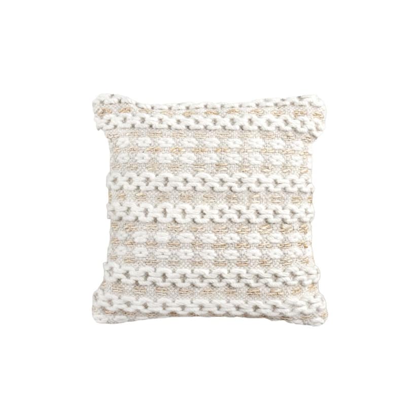 COHEN Handmade Jute & Wool Cushion Cover | Ivory | Textured Decorative Throw Cushion | 45x45 cm view 2