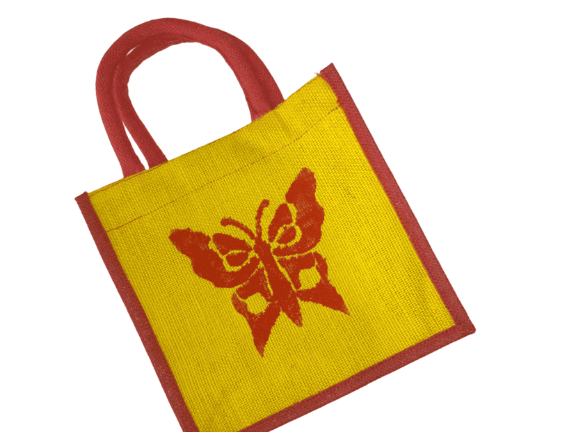 Red Butterfly on Burlap Bag view 4