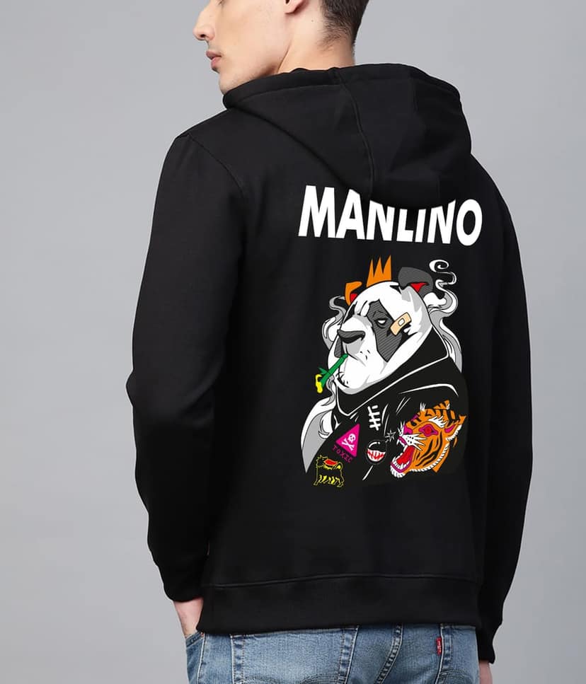 SCOTT FINCHER Black Hoodie with Panda Graphic Printed Hoodie :AA(RSHOD)BLACK_123