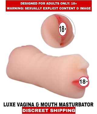 Premium Quality New Sexy toy L U X E 2in1 Pocket Pussy Vagina and Mouth Double Side Silicon Masturbator For Men