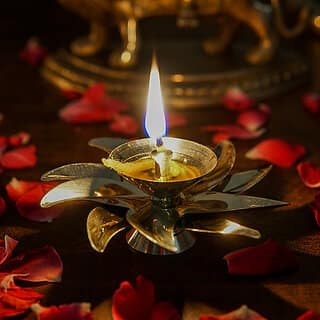 Metal Diya Star Diya Pooja Oil Lamp for Home Decor Diwali and New Year Gift Iron Table Diya(Height: 1.5 inch) view 2