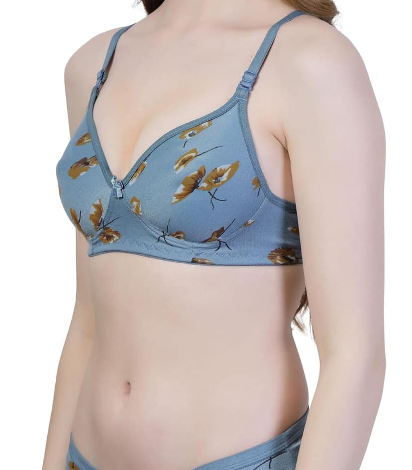 ADORNSTAR Women's Cotton Padded Floral Print Non-Wired Full Coverage Bra view 3
