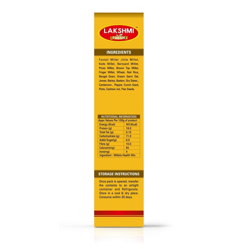 Lakshmi Fresh Millets Health Mix 500g I 100% Natural, Health & Nutrition Drink | Millets Health Drink | Millets Porridge Mix + Lakshmi Fresh Multi Millet Dosa Mix 500g | Instant & Gluten-Free | High-Fiber, Healthy Millet Dosa Mix view 4