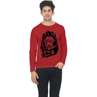Red color Full sleeve tiger t printed tshirt