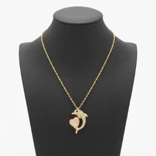 Dolphin Heart Charm Necklace | Gold-Tone Anti-Tarnish Imitation Jewellery