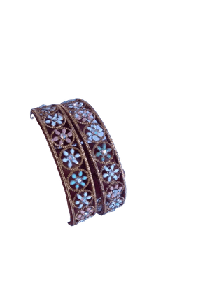 Traditional Indian Bangle Set - Pink & White - Set of 2