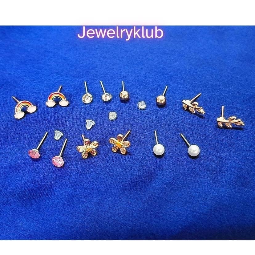 Jewelryklub Combo Set Of 7 Pairs Celebrity Inspired Latest Trendy Stylish Rose Gold Plated Pearl Stud Earrings for Women and Girls (Design 6) view 3
