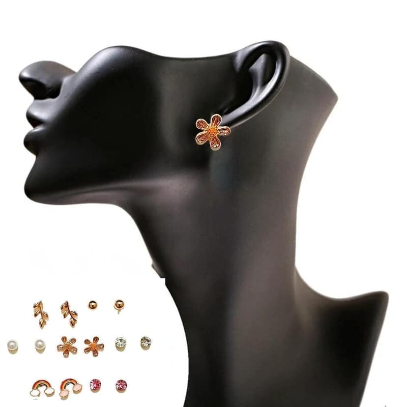 Jewelryklub Combo Set Of 7 Pairs Celebrity Inspired Latest Trendy Stylish Rose Gold Plated Pearl Stud Earrings for Women and Girls (Design 6) view 4