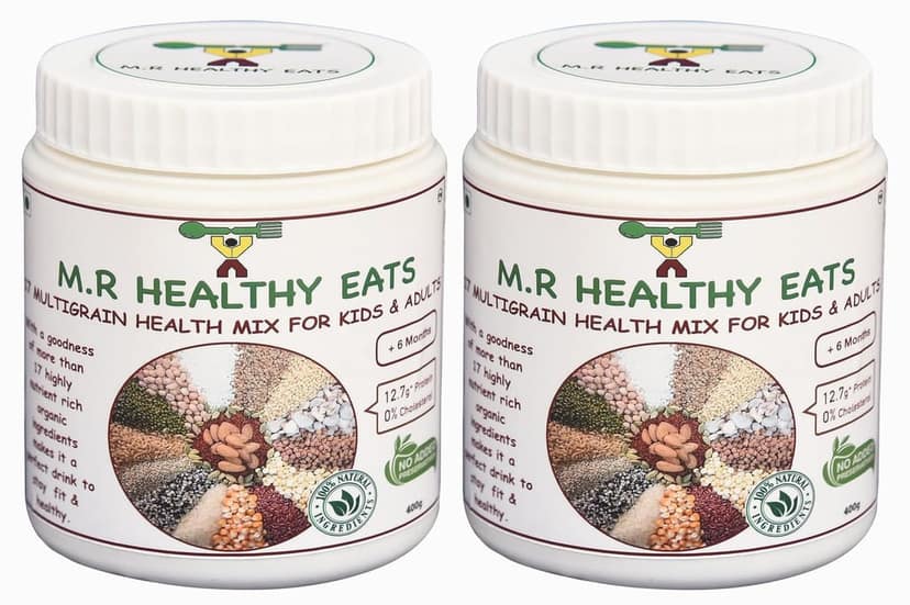 M.R Healthy Eats- Organic 17 Multigrain Health Mix Flour for Kids & Adults In Food-Grade Container 400 gms each (Pack of 2) (+6 Months)