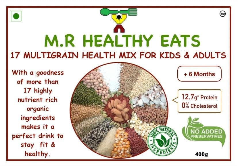 M.R Healthy Eats- Organic 17 Multigrain Health Mix Flour for Kids & Adults In Food-Grade Container 400 gms each (Pack of 2) (+6 Months) view 3
