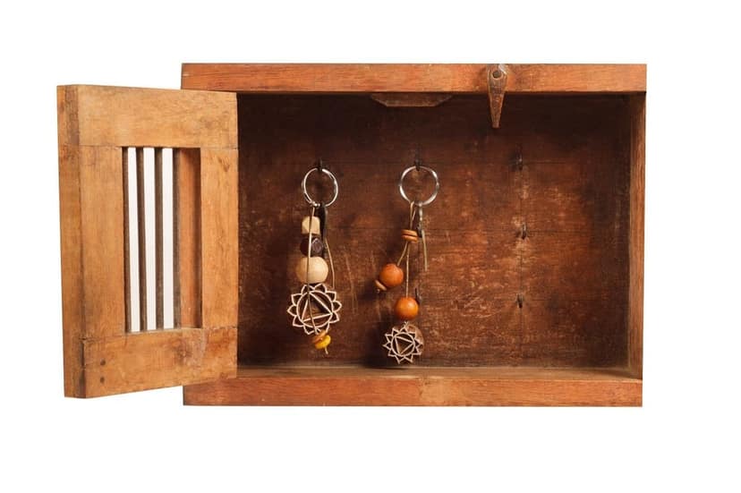 Hand Carved Wooden Keyring Mandala Beige view 2