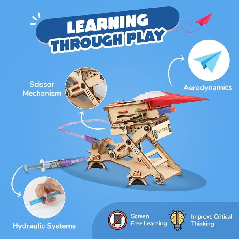 Smartivity Hydraulic Plane Launcher STEM DIY Fun Toy for Kids 6 to 14, Best Birthday Gift Toy for Boys & Girls Age 6-8-10-12, Science Toy, Educational Based Activity Game, Made in India view 2