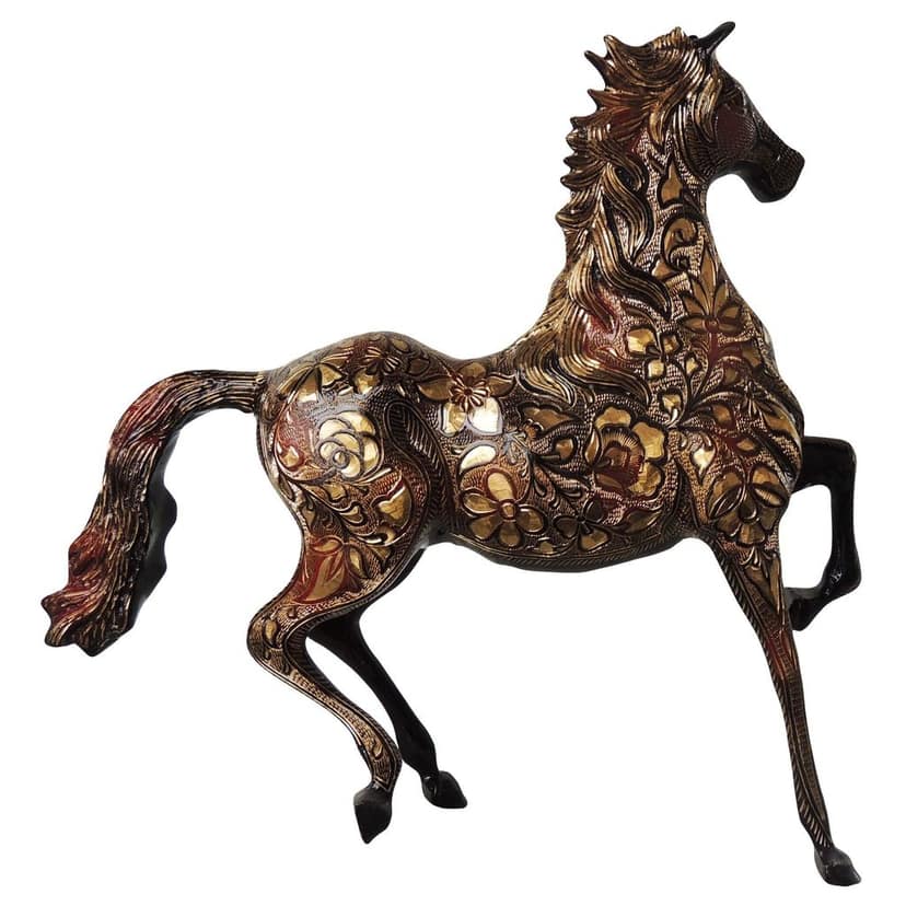 Brass Horse Showpiece Statue For Home Decor & Office Gift, Height : 15 Inch (ANMAS008 B) view 3