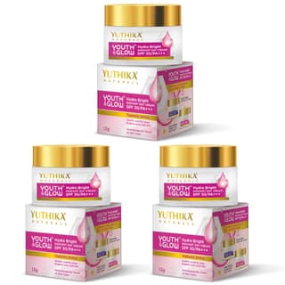 Yuthika Youth & Glow Hydra Bright Radiant Day Cream 25g Pack of 3, SPF30 PA+++ Dermatologically Tested, Tayberry Active Face Cream