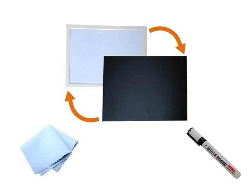 MD Ultra Slim Double Sided Lightweight Unbreakable Writing Board (White and Chalk Black Writing Board for Kids 34 x 26 cm)