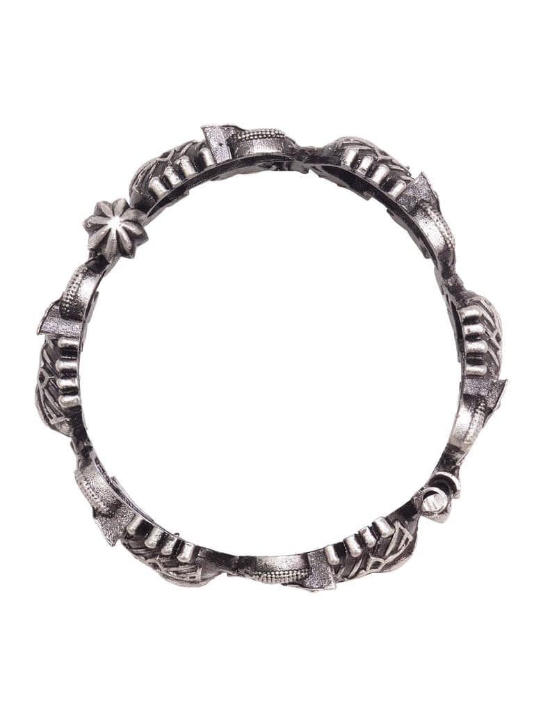 Oxidised Silver Toned Elephant Design Tribal kada Bracelet view 7