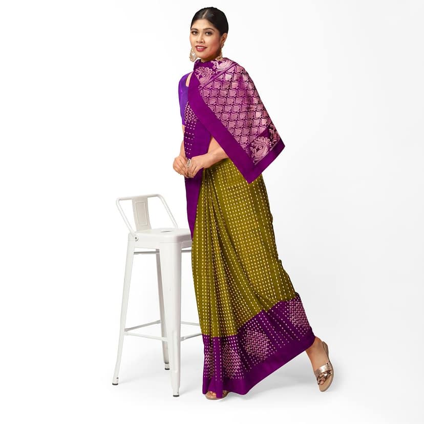 Dark Green Color Pure Kanjivaram Silk Saree view 2
