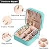 Mini Jewellery Travel Case, PU Leather Organizer Box, Small Portable Jewellery Storage Holder for Womens Rings Earrings Necklaces (Green) view 2