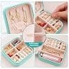 Mini Jewellery Travel Case, PU Leather Organizer Box, Small Portable Jewellery Storage Holder for Womens Rings Earrings Necklaces (Green) view 3