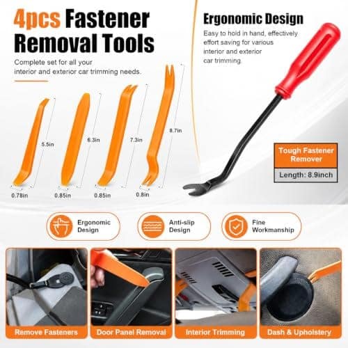 100 Pcs Car Bumper Repair Kit, Universal Car Bumper Clips Plastic Push Rivets Fasteners with 5 Trim Removal Tools for Door Panel, Fender, Hood, Splash Shield & Interior Trim view 3