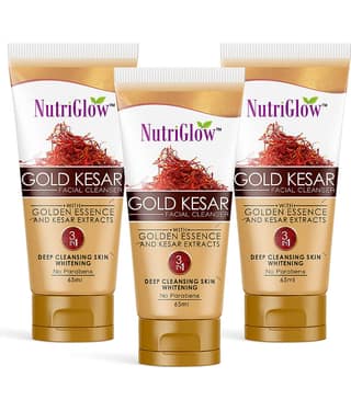 NutriGlow Gold kesar Face Wash For Deep Cleansing and Radiant Skin, Tan Removal, Skin Tightening Non Foaming Face Wash, 65 ml Each (Pack of 3)