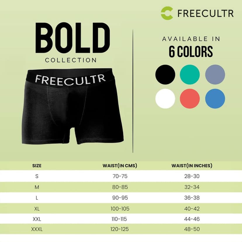 Freecultr Men's Underwear Organic Cotton (Ultrasoft Waistband) Premium Snug-Fit Trunk Pack of 1-Black view 7