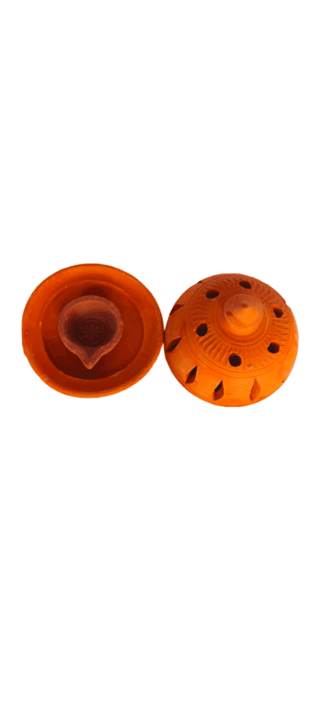 Handmade Clay Diya Oil Lamp with intricate design for Diwali pack of 2
