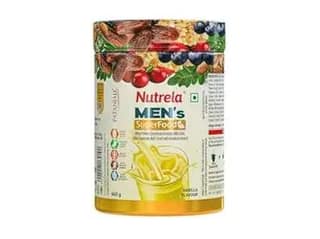 Nutrela Men Superfoods With Whey Protein Powder - 400g, Vanilla Flavor | Everyday Fitness with Biofermented Multivitamins & Whey Protein to support in Bone & Joints Health , Muscle , Heart , Hair & Nails , Ednergy Booster and Mood Stabilizer