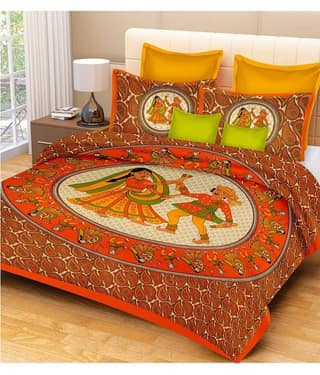 Bombay Spreads Cotton Double Bedsheet ( Blue )
