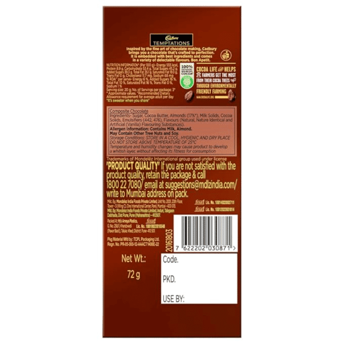 Cadbury Temptations Almond Treat Chocolate Bar view 2