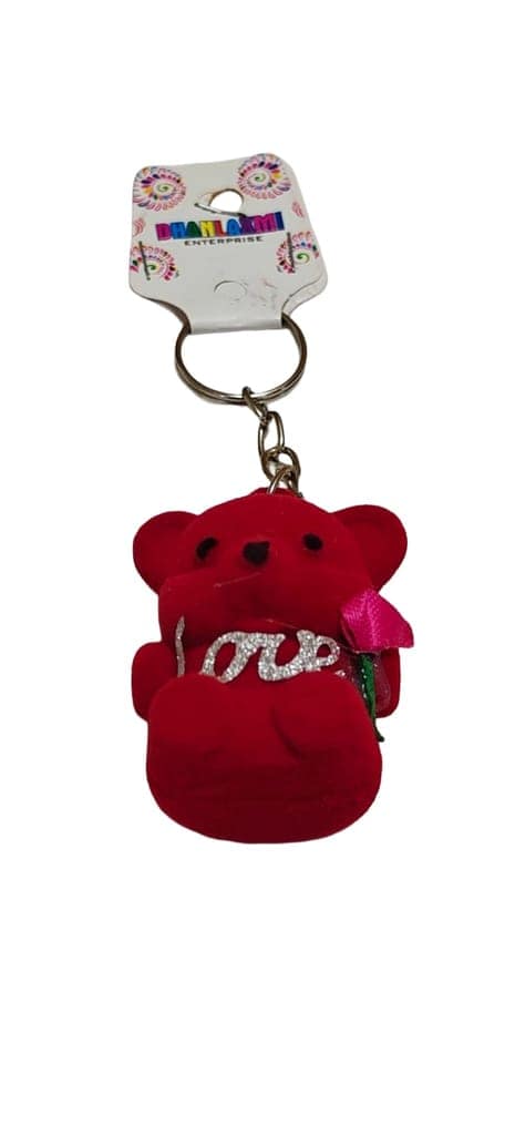 Red Teddy Bear Keychain for Keys & Bags view 3