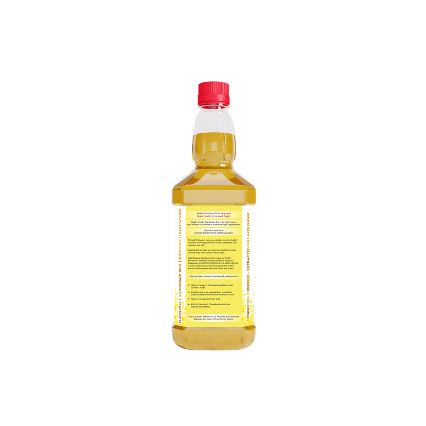 IndicWisdom Wood Pressed Sunflower Oil 1 liter (Cold Pressed Sunflower Oil - Extracted on Wooden Churner) view 2