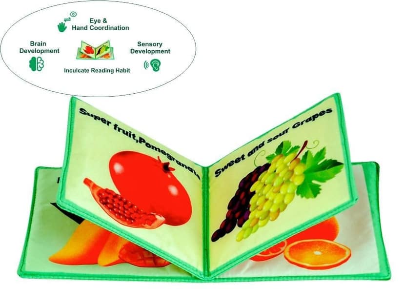 Skyculture� Fruits Name Mini Soft Cloth Book for Babies, Baby Learning Fabric Book, Early Education Toy, Gift for Babies Infants Toddlers Easy to Carry Lightweight and Foldable view 3