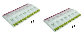 Ezyfit 7 Day Weekly Pill Box Push Button AM/PM 2 Times a Day, Weekly Pill Box Twice Daily (Pack of 2)