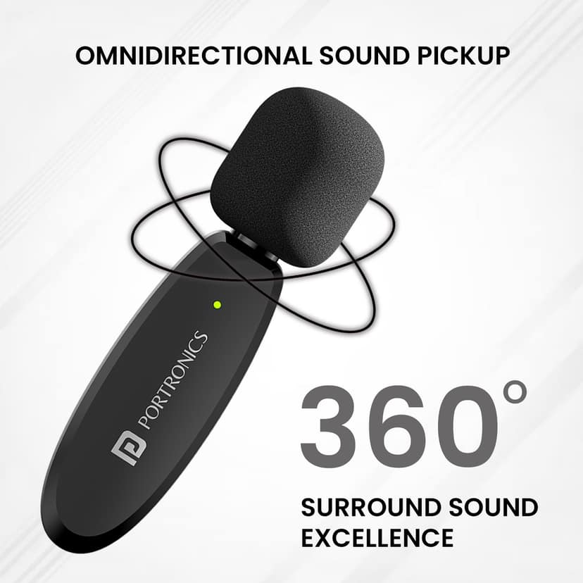 Portronics VlogMate Type C & 8 Pin Receiver, Noise Cancellation, Plug & Play Technology, 30M Reception view 2