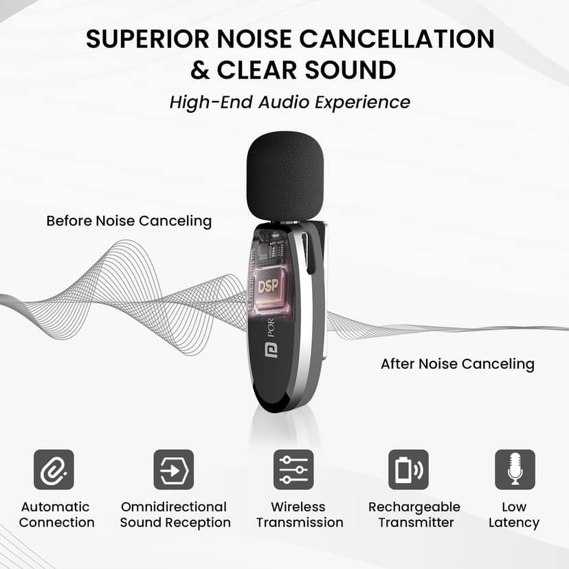 Portronics VlogMate Type C & 8 Pin Receiver, Noise Cancellation, Plug & Play Technology, 30M Reception view 4