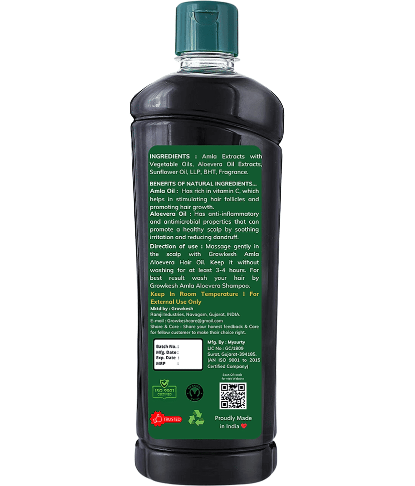 Growkesh Anti Dandruff Amla Oil 1000ml ( Pack of 2 ) view 2