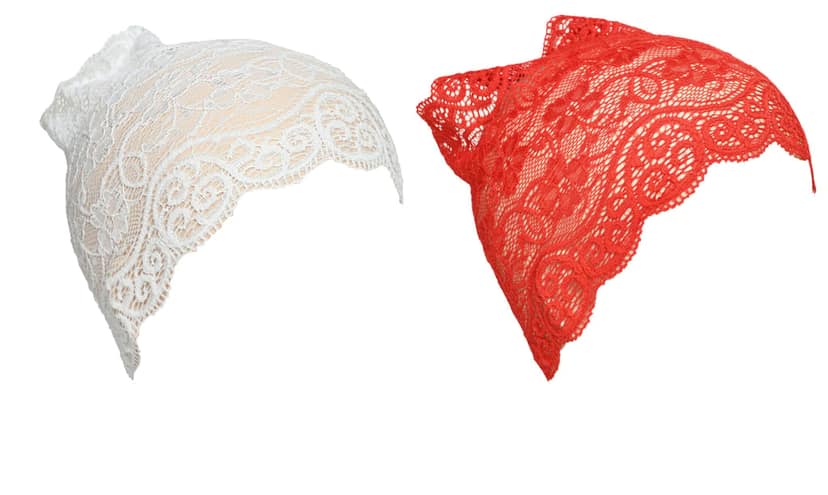 Girls and Womens Hijab Cap Hijab Headband, Under Hijab Scarf White and Red Naqab Head Scarf (2 pcs) view 2