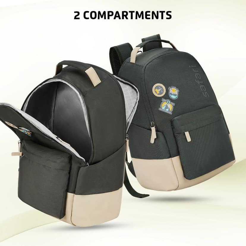 Dart 3 24L College backpack, 2 compartments, 17" laptop compatible, Smart trolley sleeve, Front pocket, college backpack bags for women and men, travel bag, Ideal for Students, Color - Olive view 2