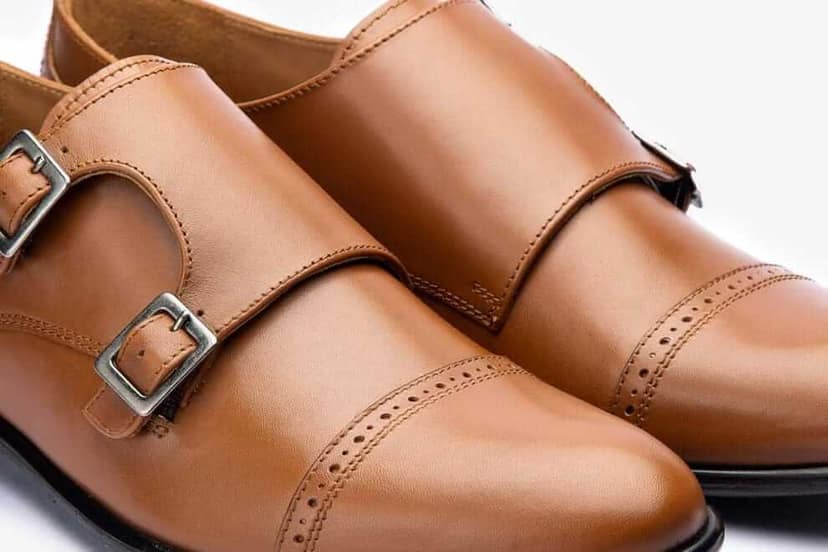 HILL BIRD Qtest Tan Oxford Monkstrap Shoes view 3