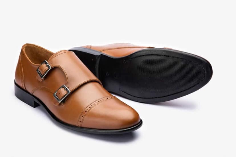 HILL BIRD Qtest Tan Oxford Monkstrap Shoes view 4