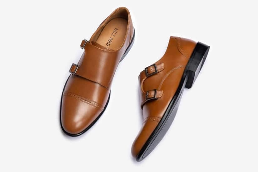 HILL BIRD Qtest Tan Oxford Monkstrap Shoes view 5