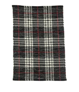 Hand Woven Recycled Cotton Rug, Black/White, Size 20'’x30'’. Machine Washable Pack of 2