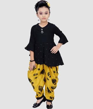 9stiches - Red Rayon Girls Top With Dhoti ( Pack of 1 )